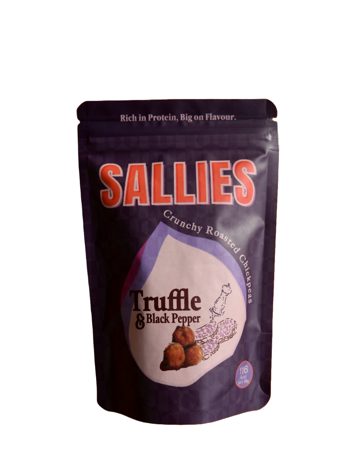 SALLIES High Protein Snacks - Truffle & Black Pepper Crunchy Chickpeas