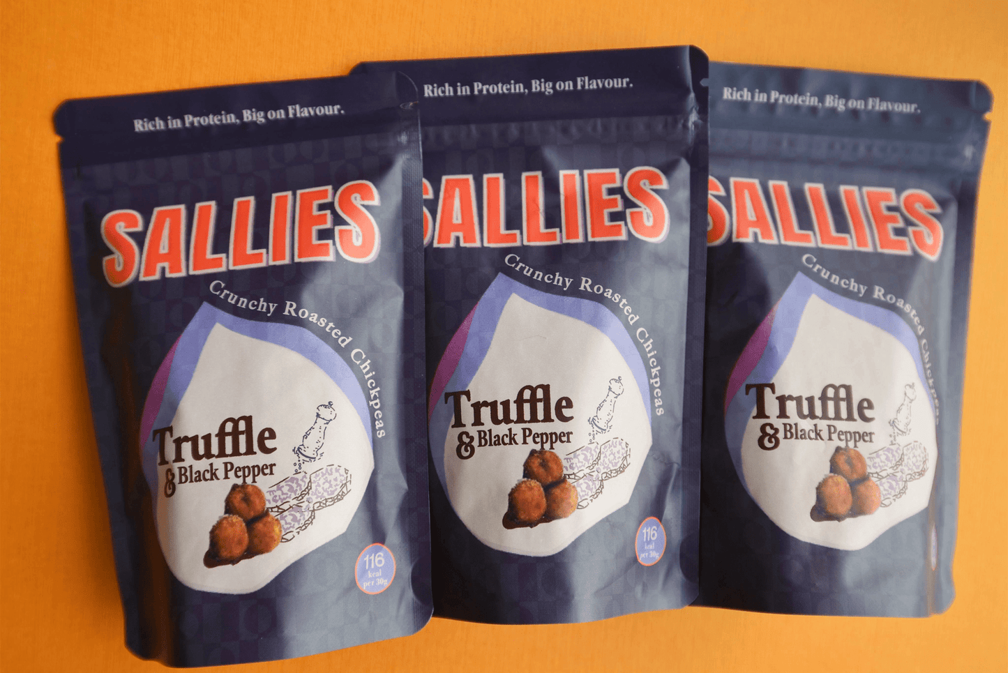 SALLIES High Protein Snacks - Truffle & Black Pepper Crunchy Chickpeas